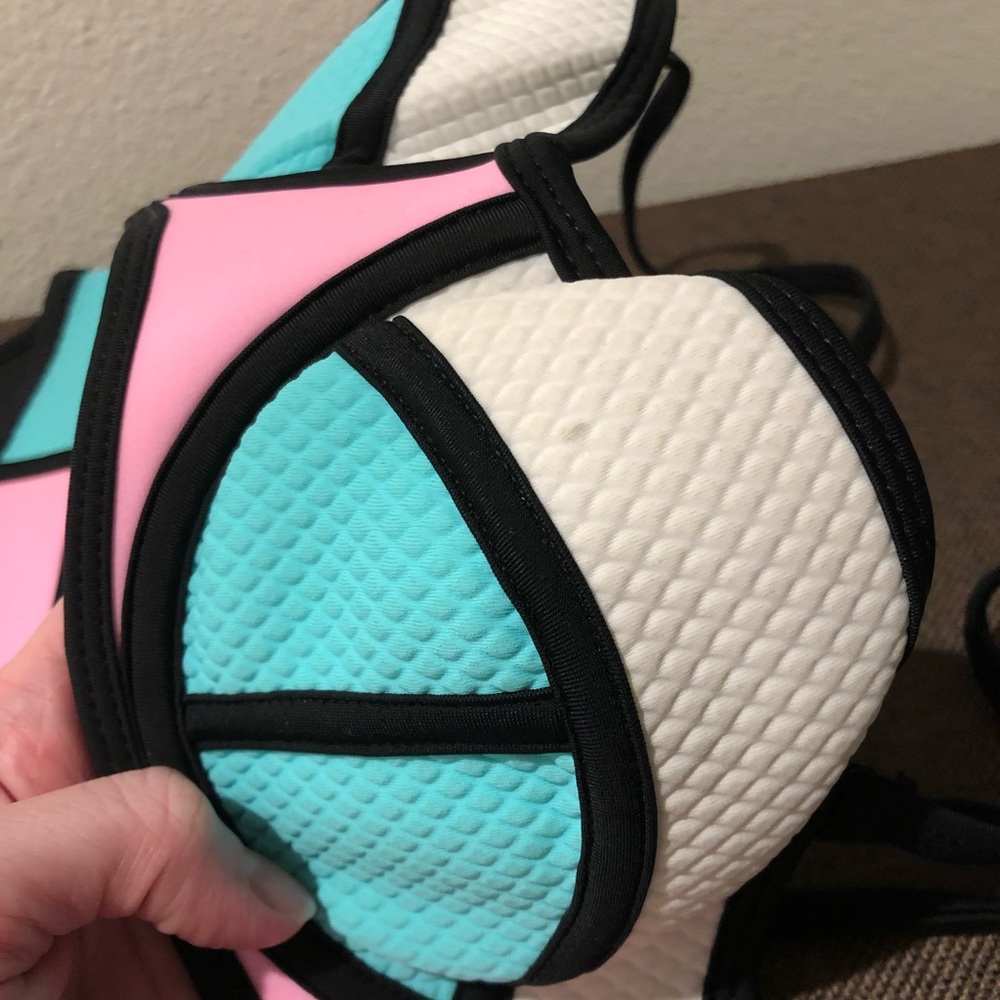 Neoprene Bikini Balconet Turquoise Pink White - Picture 3 of 8